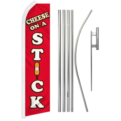 Cheese on a Stick Advertising Swooper Feather Flutter Flag Pole Kit Food 