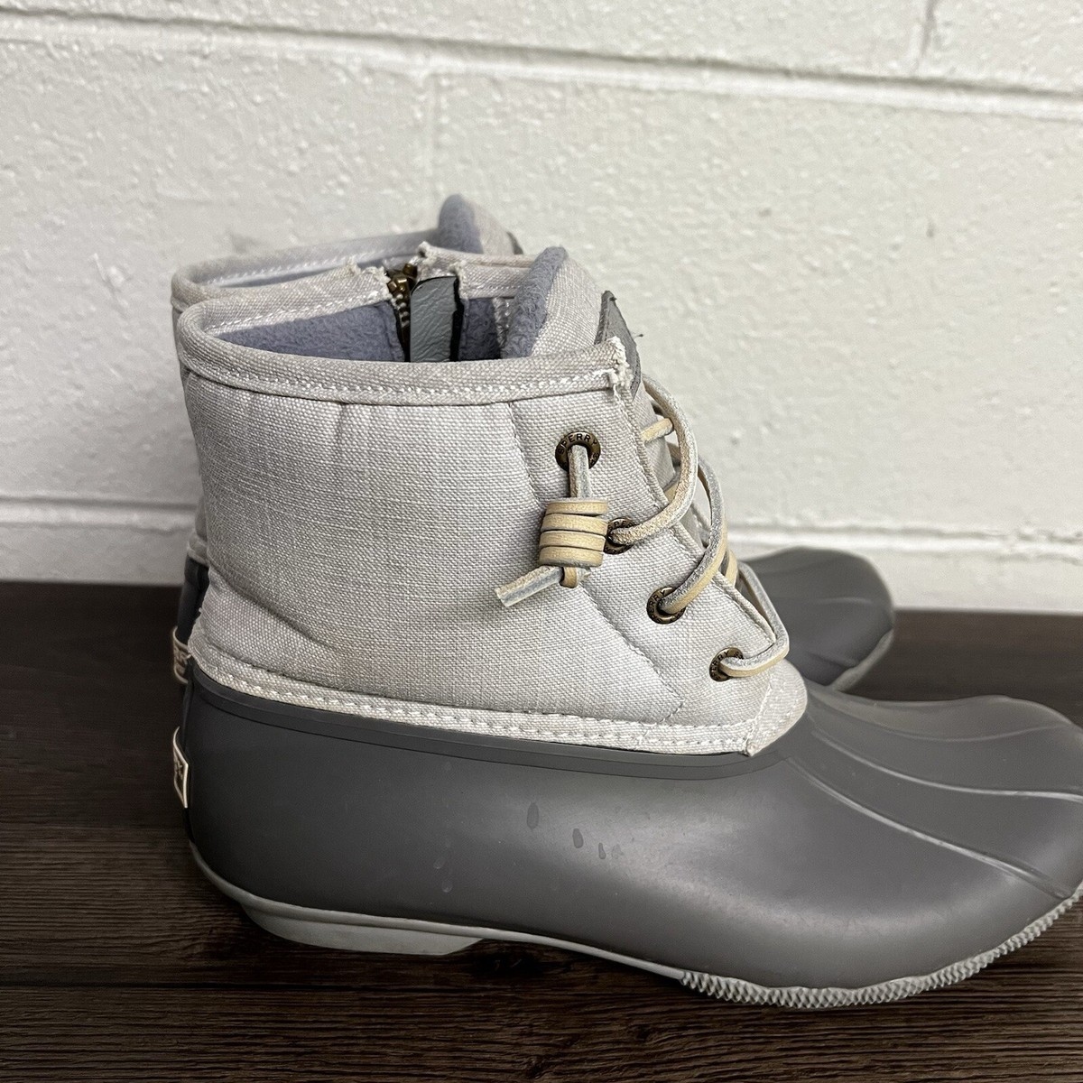 Sperry Womens Saltwater STS80411 Gray Lace Up Round Toe Duck Boots Size 8.5 | eBay
