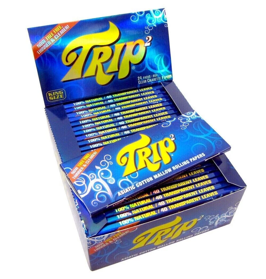 TRIP 2 Transparent Clear Cellulose Smoking Rolling Paper Tobacco King Size