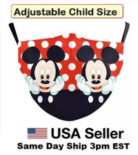 Children Mickey Mouse Face Mask Reusable Adjustable Cartoon Kids Washable Pocket