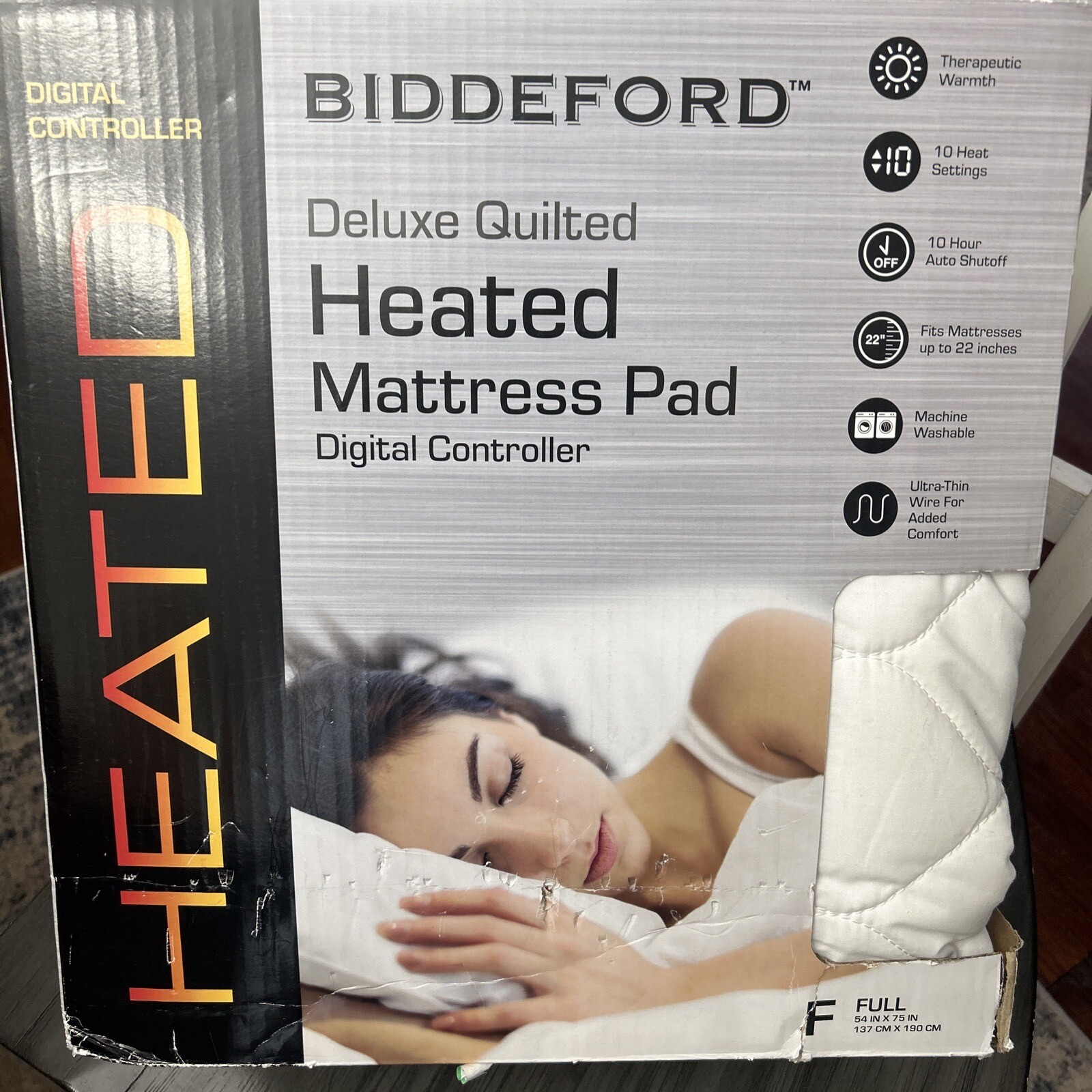 Biddeford Deluxe Quilted Heated Mattress Pad Full Size Digital