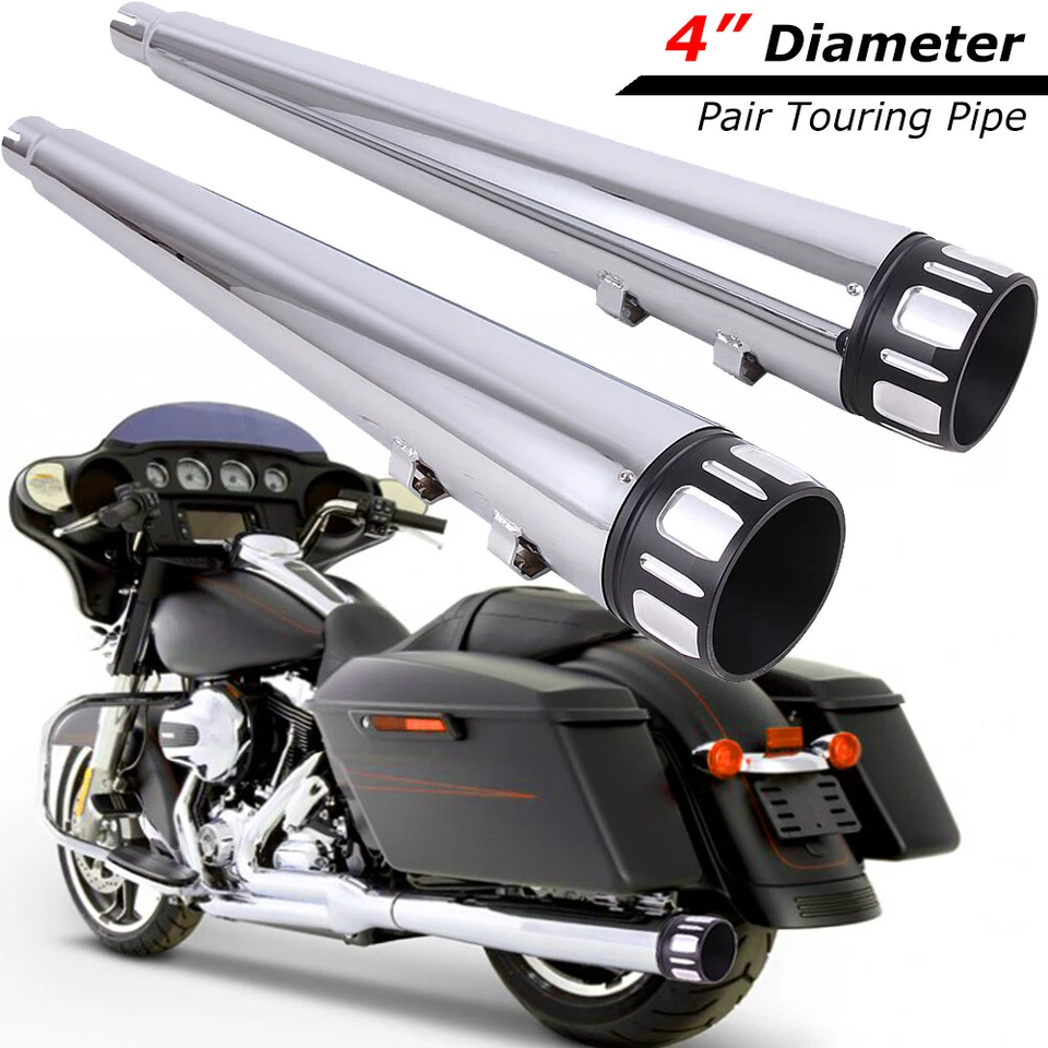 DNA 4" Slip On Mufflers For Harley 95-16 Touring Road Street Glide Exhaust Pipes - Image 2 of 4