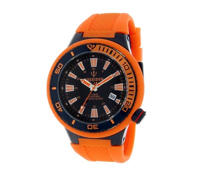 POSEIDON Unisex Armbanduhr L, Analog, Silikonband, UP00504 Orange/Schwarz