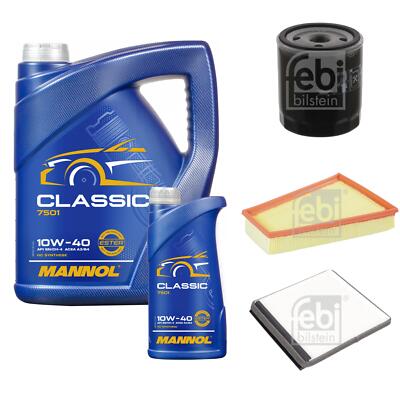 FEBI BILSTEIN Inspektionspaket 6L MANNOL Classic 10W-40 für Citroën Berlingo