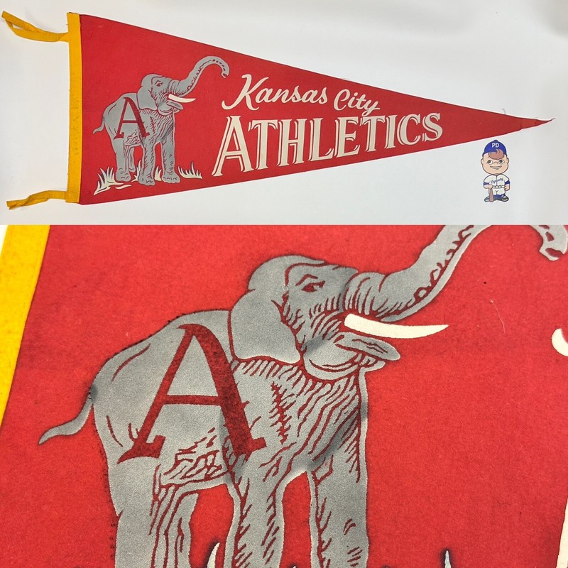 1950's Kansas City Athletics KC  Pennant Mlb Baseball 11.5x29.5 Inch