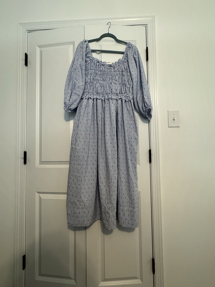 maeve smocked midi dress Maeve Smocked V-Neck Half-Sleeve Tiered Midi Dress at MarketFair Shoppes in Princeton, NJ