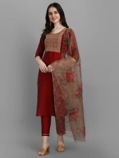Indian Wedding dresses for Women; Zari work Silk Kurta with Trouser  dupatta