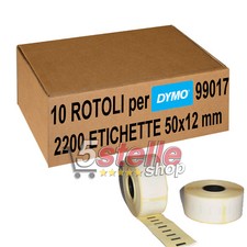 10 x ROTOLI ETICHETTE ADESIVE DYMO 99017 12x50mm STAMPANTE LABELWRITER 400 450