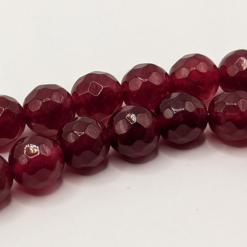 77 x faceted genuine red ruby beads 47.5cm long strand - Picture 3 of 4
