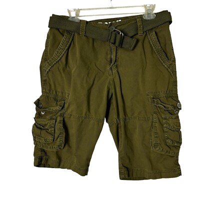Raw X Cargo Shorts Mens 30 Green With Woven Belt Double Pocket
