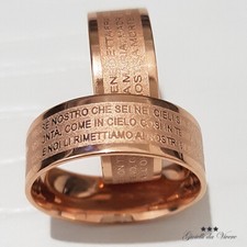 ANELLO UOMO DONNA PADRE NOSTRO AVE MARIA ITALIANO RELIGIONE ACCIAIO INCISO