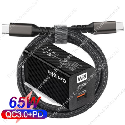 65W USB C Fast Charger PD USB C To Type C Cable Power Adapter For iPad iPhone 15
