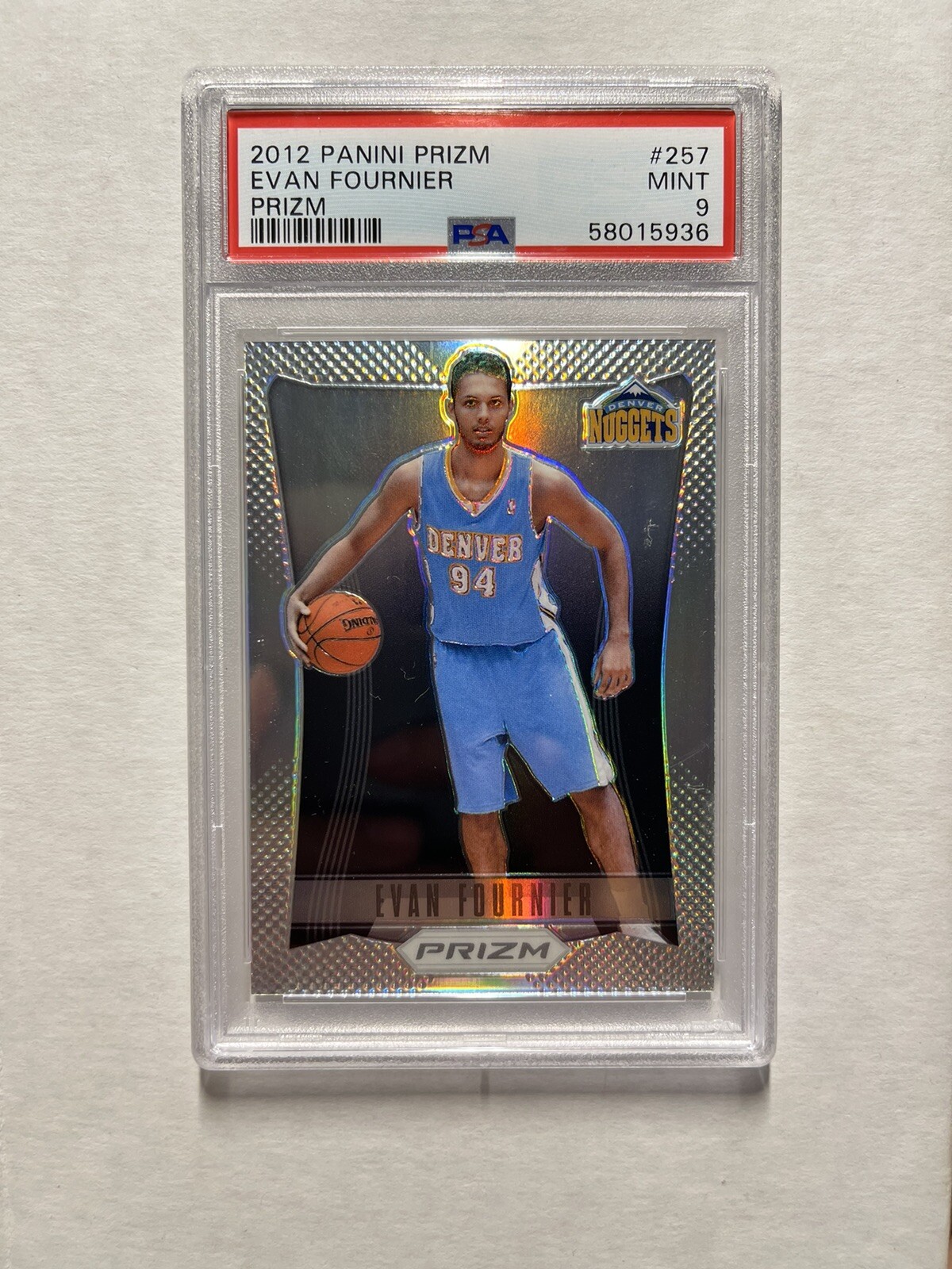 2012-13 Panini Prizm Silver Prizms Evan Fournier #257 PSA 9 MINT Denver Nuggets