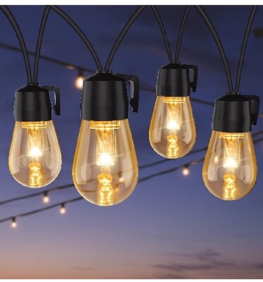 HCYW Außen Lichterkette Netzbetrieben mit 15 IP65 Wasserdicht S14 LED Leuchtmittel,