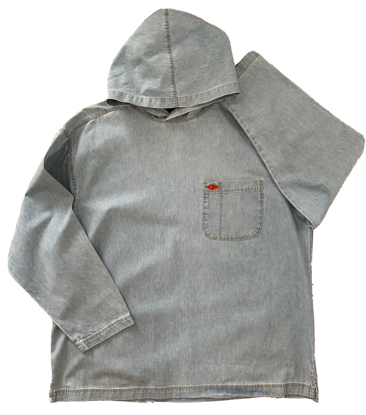 Vintage Rare Quicksilver Men’s Light Blue Denim Oversized Hoodie Size Medium