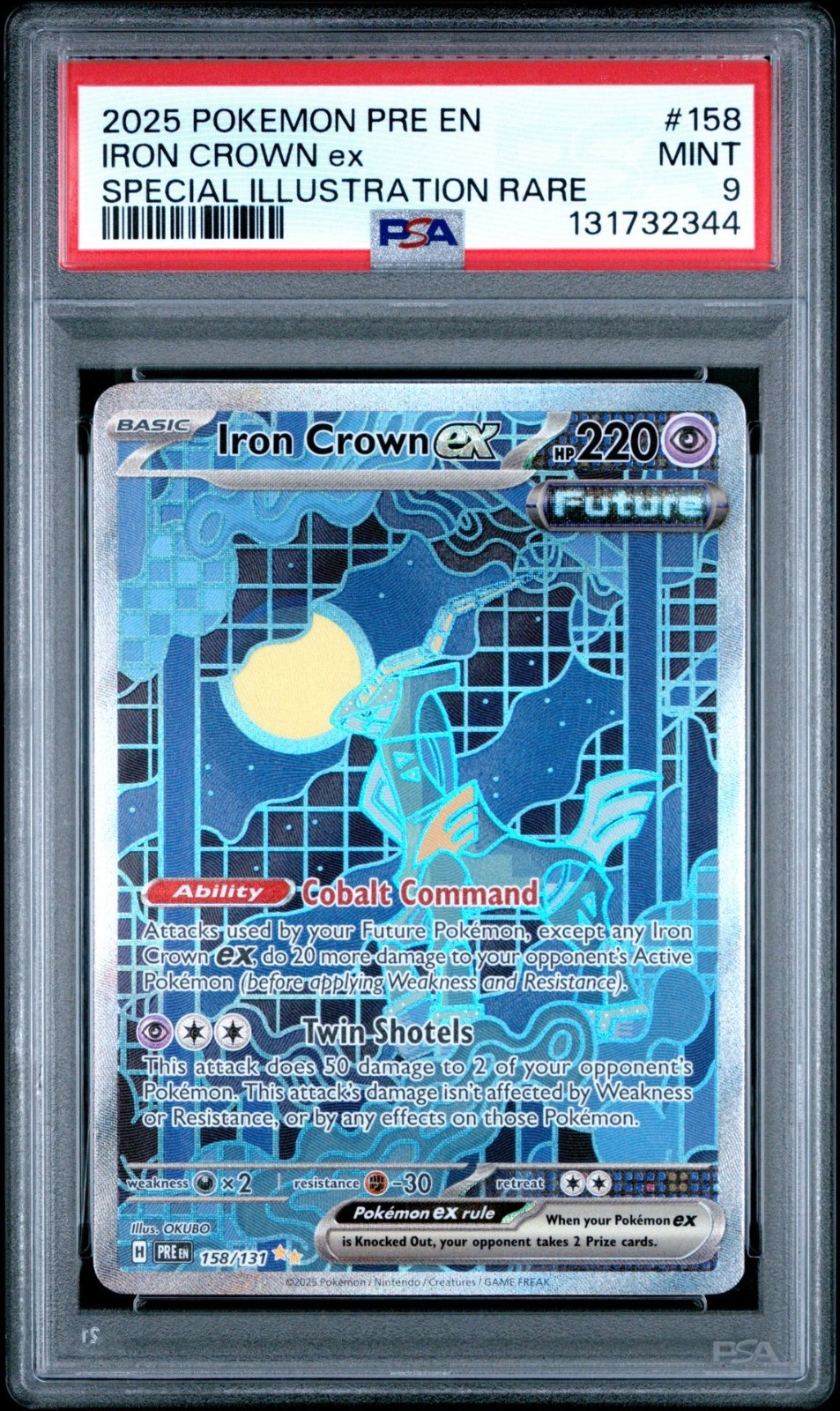 2025 POKEMON PRE EN-PRISMATIC EVOLUTIONS #158 IRON CROWN EX PSA 9