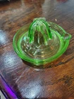 Vintage Green Depression Uranium Vaseline Glass Juicer Orange/Lemon EUC