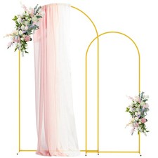 Gold Metal Wedding Arch Backdrop Stand Set of 2 7.2FT, 6FT 