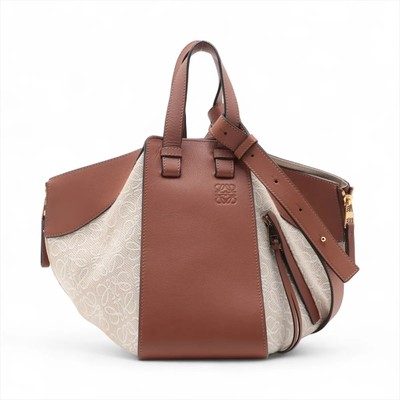 Loewe Hammock Small canvas x leather 2 Way Handbag Brown x beige