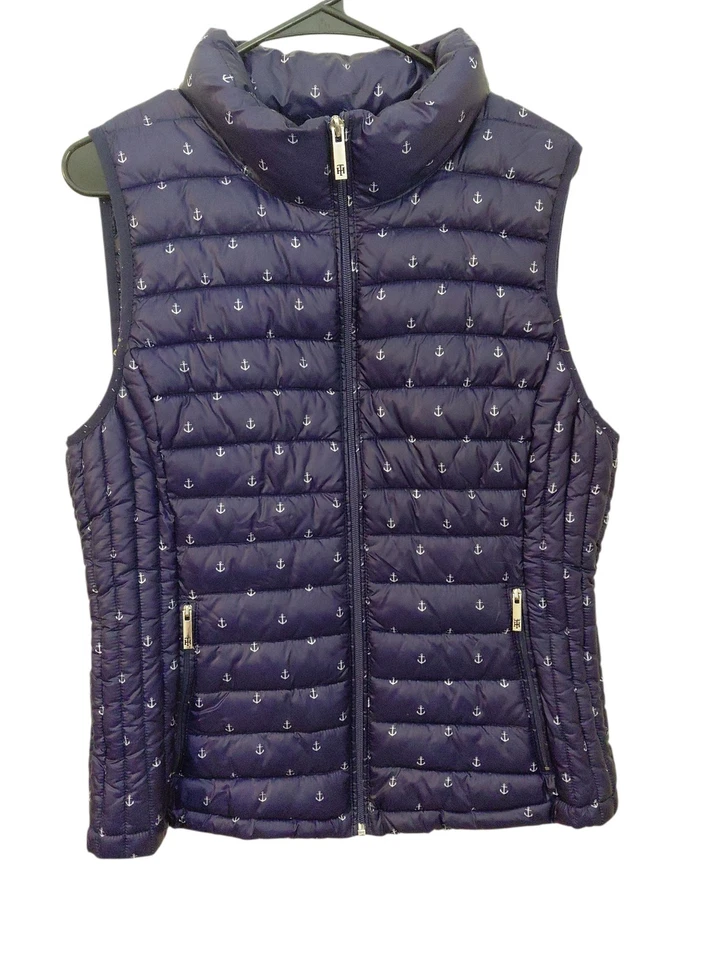 Tommy Hilfiger Mujer Azul Marino Acolchado Chaleco Puffer Talla Grande Foto 3 de 4