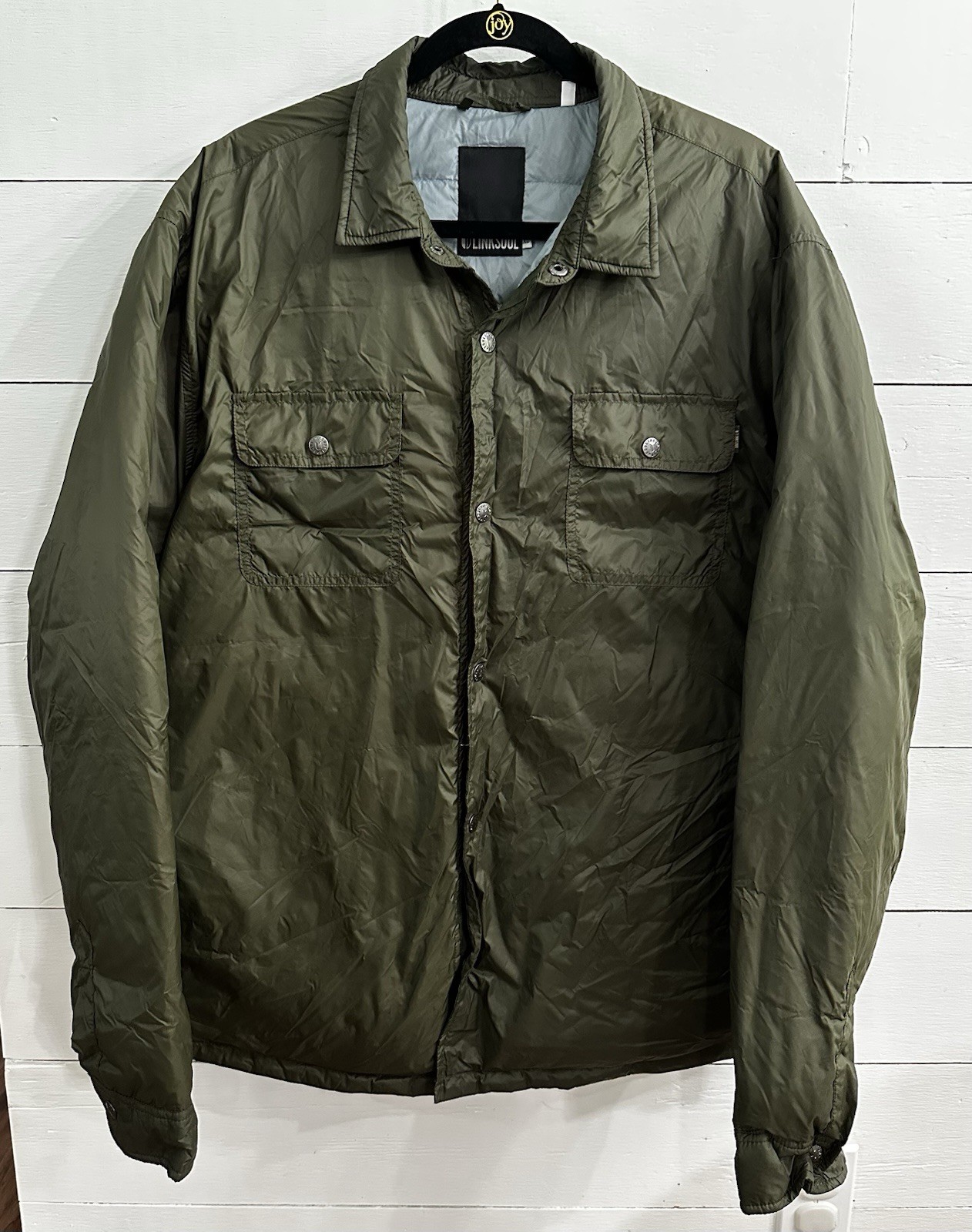 Men's Forest Green Down Snap Shirt Jacket - XL Cozy Warm Layer