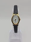 Vintage Timex Cavatina Gold Tone Oval Womens Watch Leather New Battery Dainty