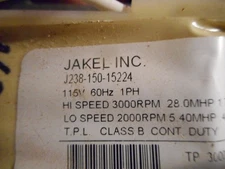 JAKEL J238-150-15224 Draft Inducer Blower Motor Assembly HC21ZE128A