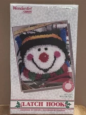 WonderArt  by Caron Snowman Latch Hook Kit 12x12 Quick and Easy #4663 Christmas