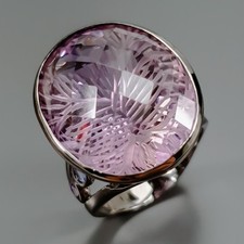 Handmade ring 35 ct Natural Amethyst Ring 925 Sterling Silver Size 8 /R430148