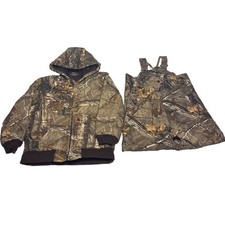 carhartt Boys Realtree Camo Quilt-Lined Set:jacket 14/16 L And Bib Overalls 12