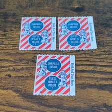 Lot of 3 Guess What&rsquo;s Inside Surprise Inside Fold & Tear Stickers Red/White/Blue