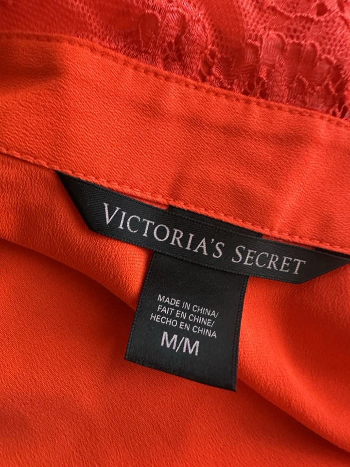 Vestido Victoria’s Secret 2013 Talla Mediana Naranja Neón Borde de Encaje Hasta la Rodilla Foto 3 de 4