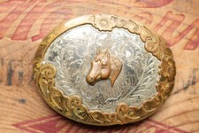 Vg Irvine Jachens Comstock Silver Horse Head Cowboy Cowgirl Western Belt Buckle