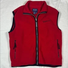 South Bay Fleece Vest Yahoo Logo Red Zip Up Sleeveless Men's Size L