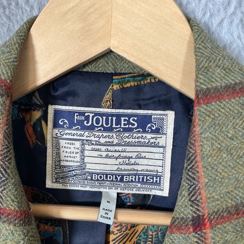 Joules Duke Tweed Overcoat Mens Medium Green Tweed Check - Picture 2 of 7