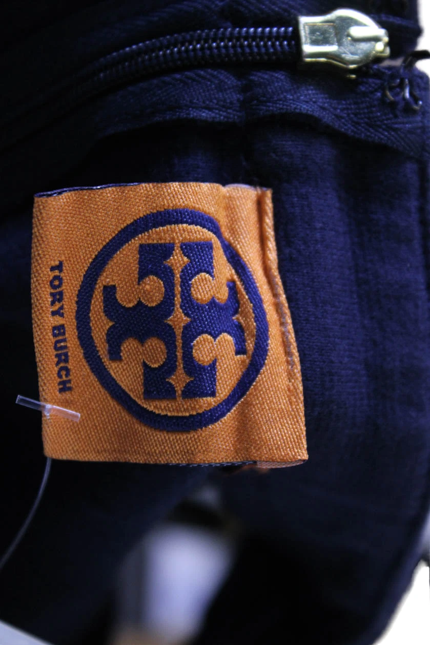 Abito donna Tory Burch con zip posteriore senza maniche scollo a scoop in maglia blu navy taglia media