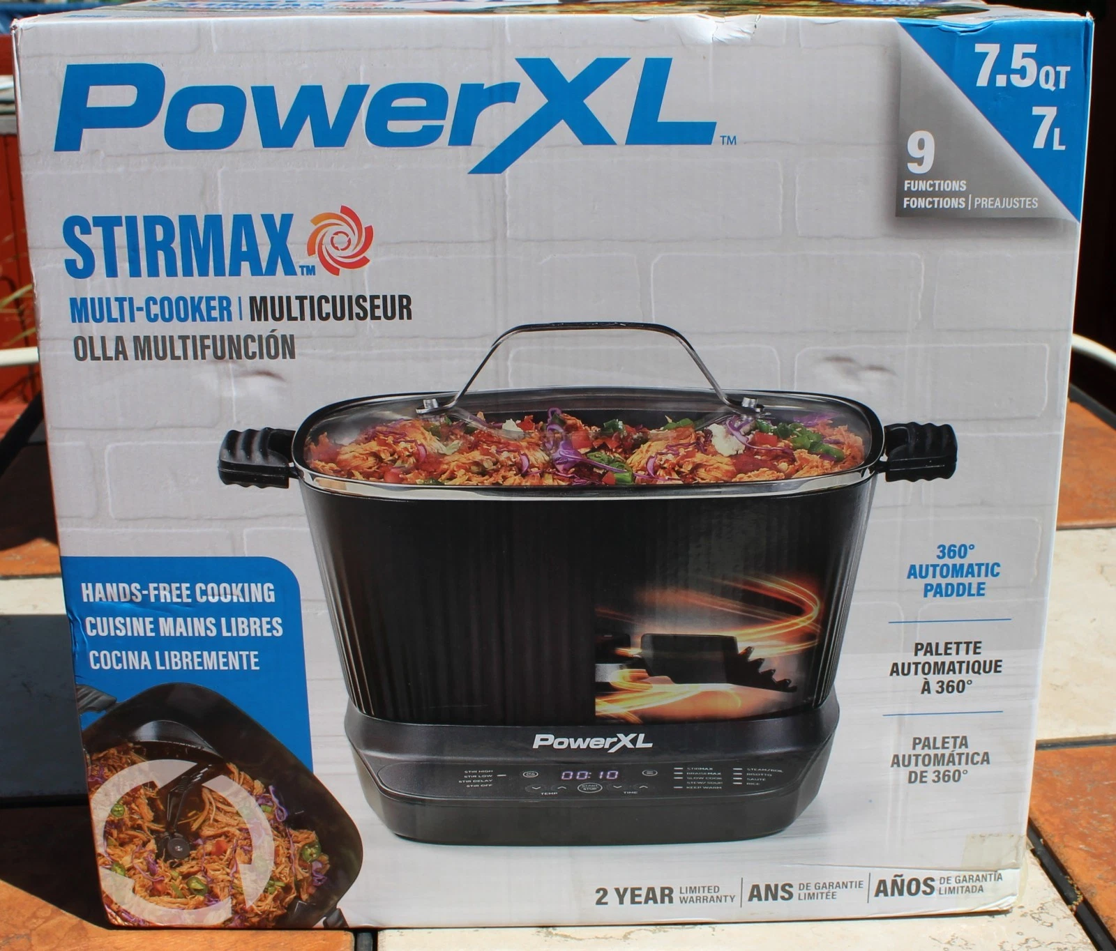 Power XL StirMax 7.5 Qt Multi-Cooker with Auto Stir/Shred Paddle w/ 9 Presets