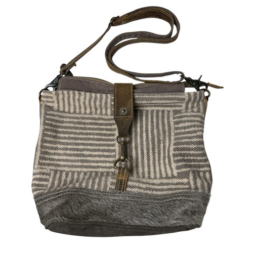 Gio Upcycled Canvas & Leather Crossbody Bag | Handmade