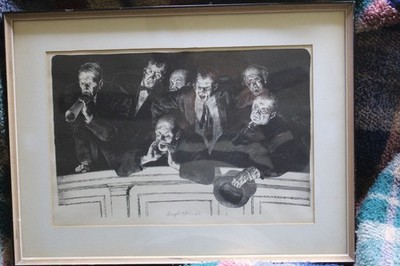 Joseph Hirsch Original Signed Litthograph ''The Hecklers'' 1943c