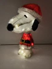LED Lighted Peanuts 18" Snoopy in Santa Costume Light Up Decoration Tested