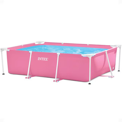Intex 84 Inch x 23.62 Inch Outdoor Rectangular Frame Above Ground Swimming Pool