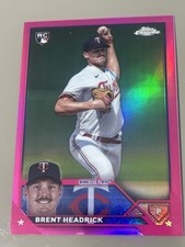 Brent Headrick 2023 Topps Chrome Update “Magenta” Refractor Rookie Card #136/399. rookie card picture