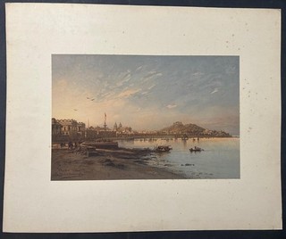 HARBOR MACAO CHINA 1871 HILDEBRANDT UNUSUAL ANTIQUE LITHOGRAPHIC VIEW