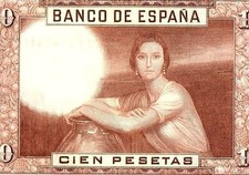 Spain 1953 100 Pesetas P-145  UNC Beautiful Note