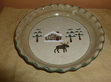 Sonoma Lodge Pie Plate Quiche/Baking Dish 10" Fluted Edge Moose/Cabin - EUC