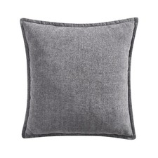 22x22 Inch Grey Chenille Decorative Throw Pillow with Flanged Edge