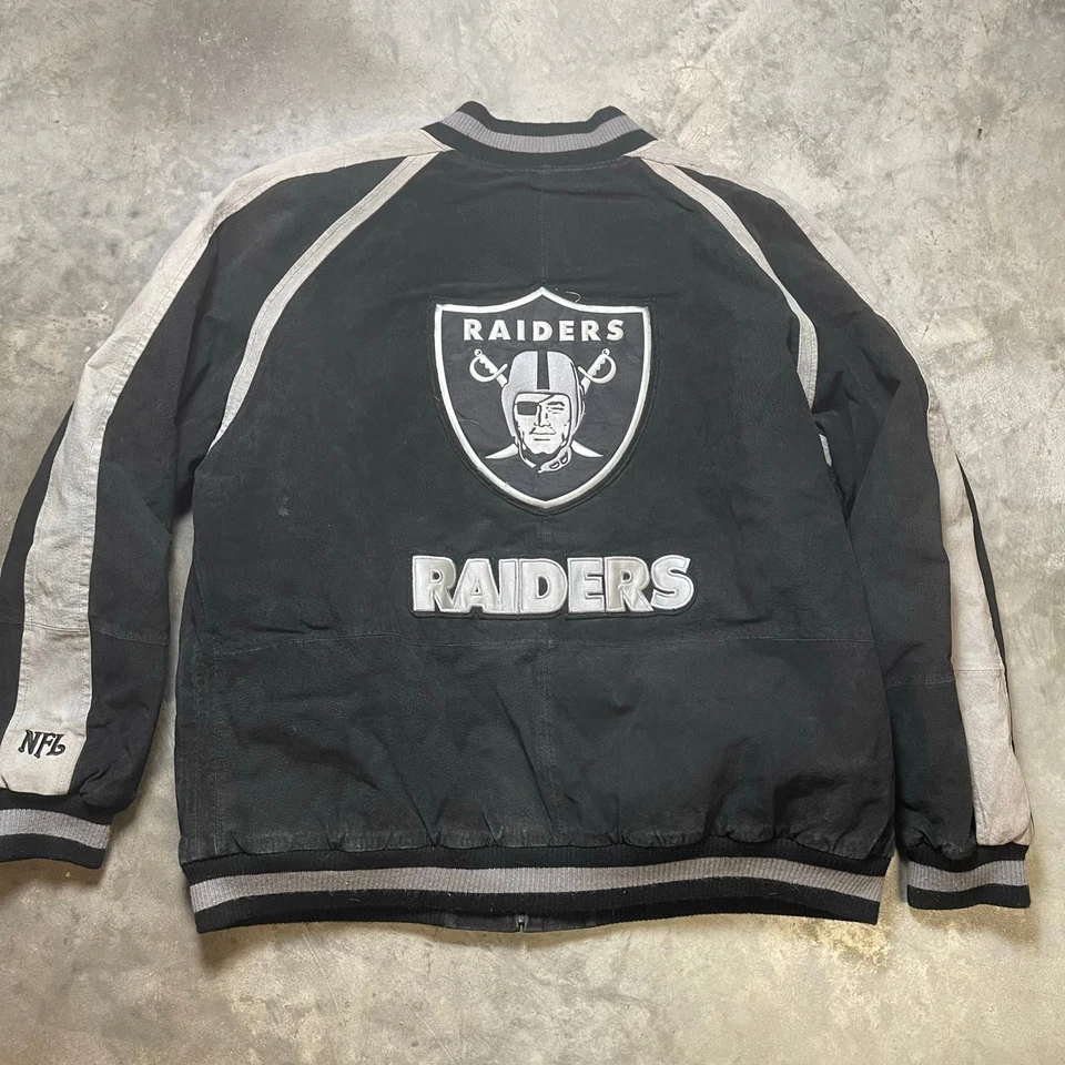 Vintage Los Vegas Raiders NFL Suede Leather Jacket - Image 4 of 4