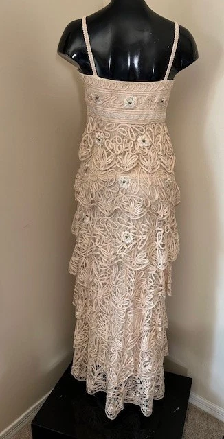 SUE WONG NOCTURNE formal dress gown lace tiered ruffled embellished size 10 - Image 4 of 4