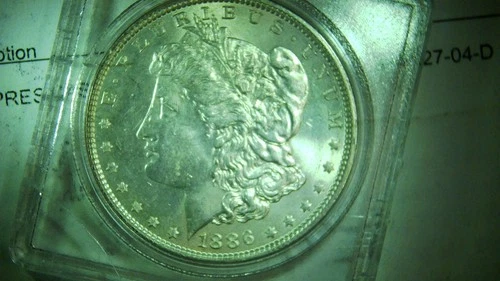 1886 Morgan Silver Dollar BU+++ Condition in Plastic Holder