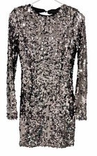 Bardot Valentina Sequin Long-Sleeve Mini Dress Smoke Women’s Size XS/2